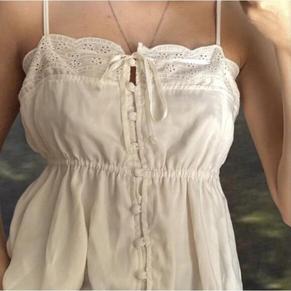 American Eagle Tops - NWT American Eagle Croquette Ivory Lace Button Down Cami Women's Size Small